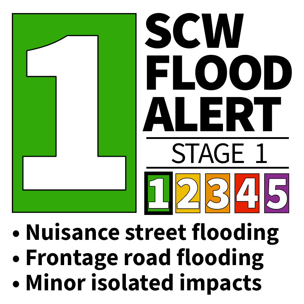 Space City Weather Flood Alert at Stage 1