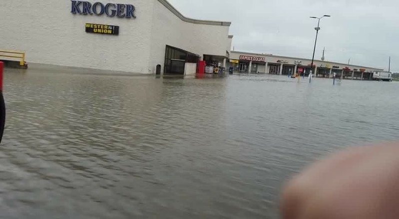 Flooding in Crosby. (Jeff Lindner, Harris County Flood Control District)
