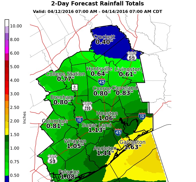 Rain accumulation forecast for tonight and Wednesday. (National Weather Service)