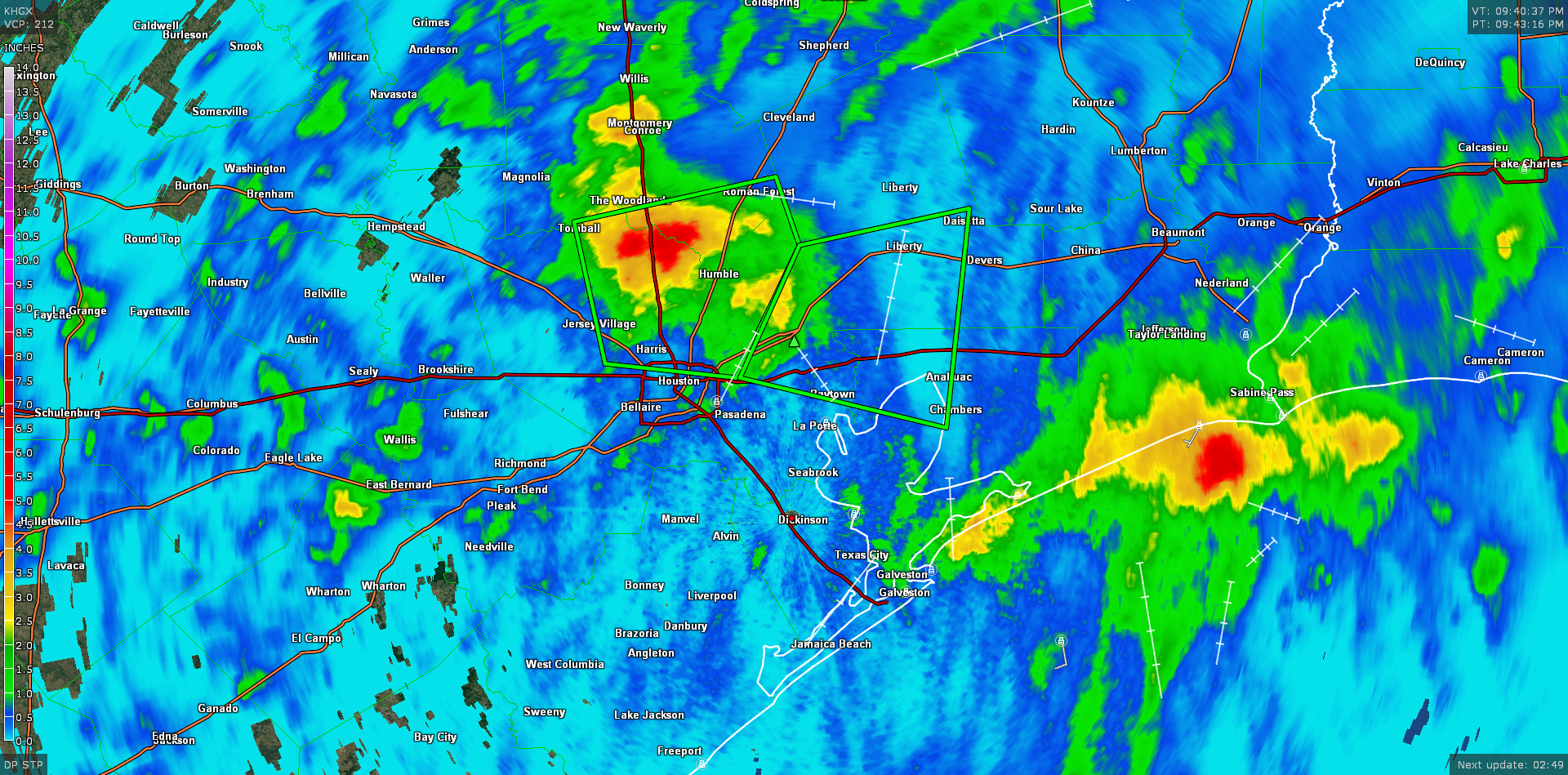 Area-wide view  of radar estimated rainfall today. (GRLevel3)