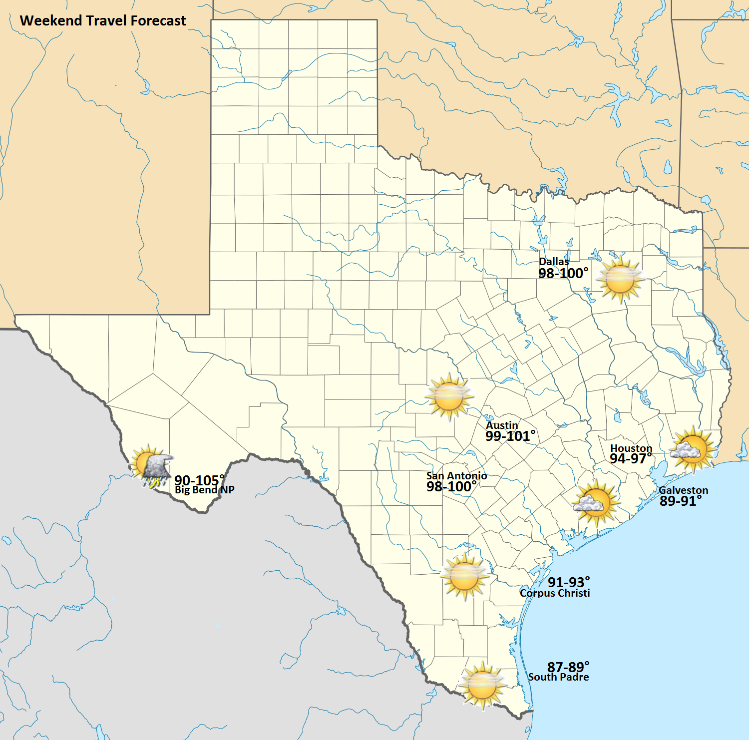 Travel forecast for the weekend of July 8-10.