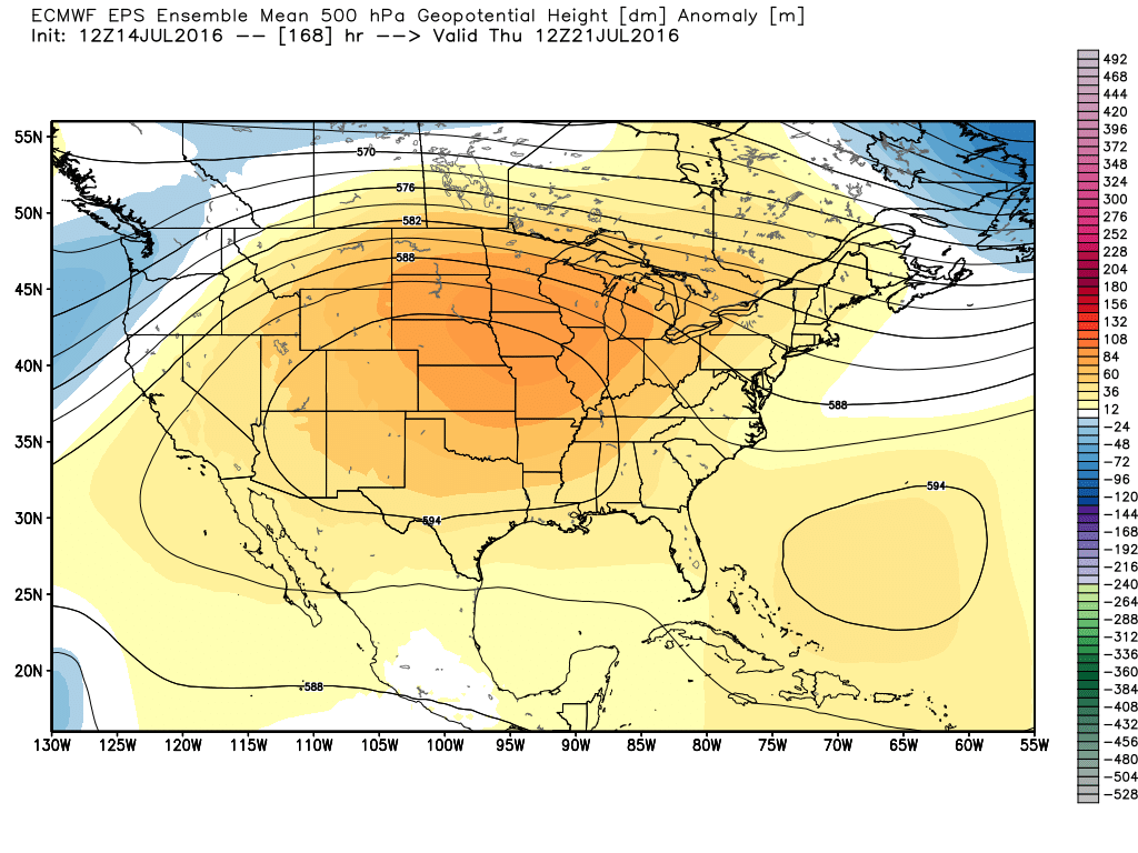 Next Thursday's upper level forecast from the European model is sizzling. (Weather Bell)