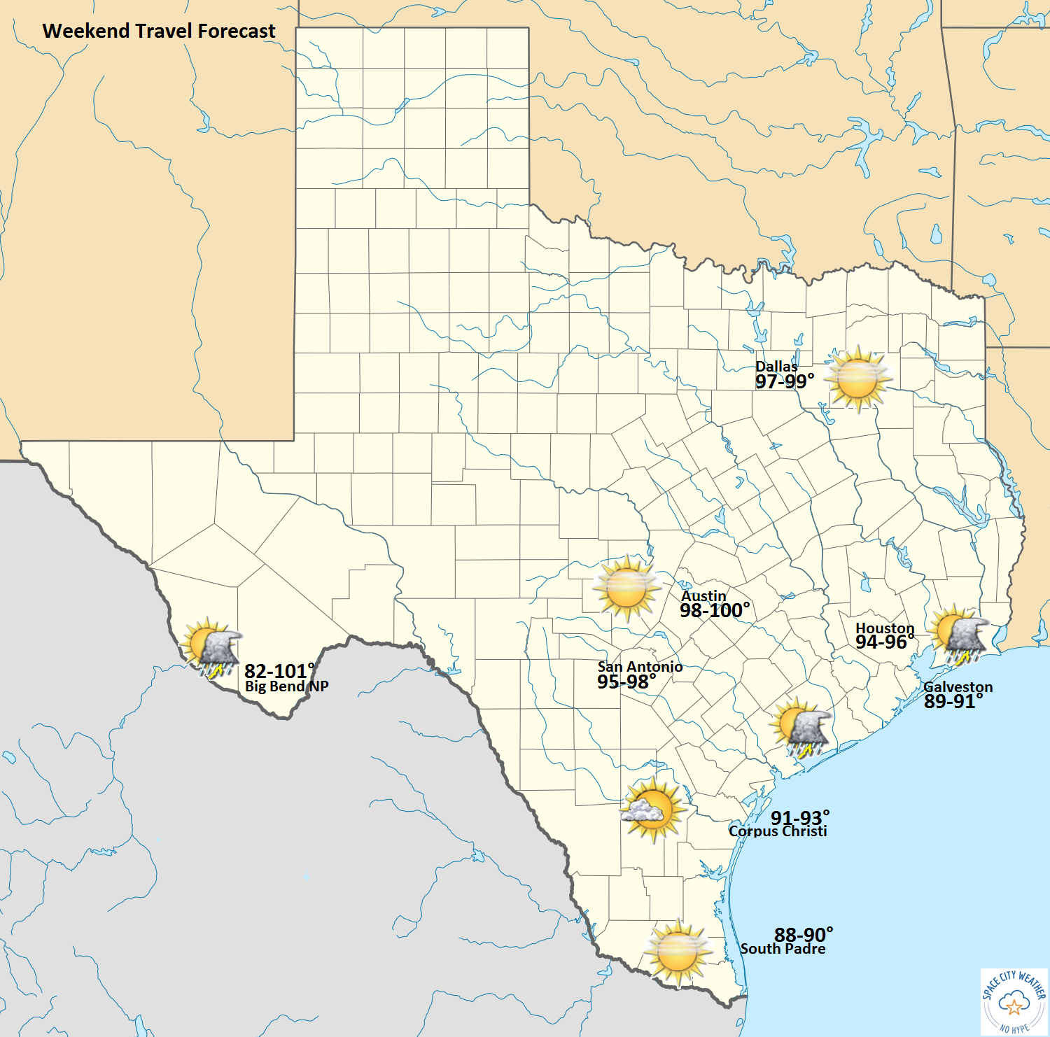 Weekend travel forecast shows limited concerns.