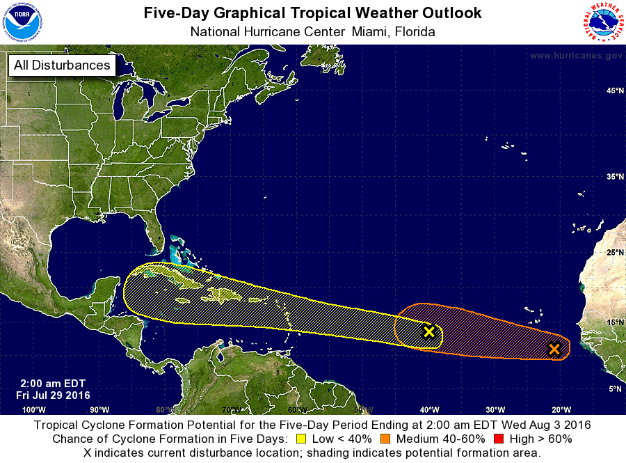 National Hurricane Center tropical weather outlook this morning. (NOAA/NHC)