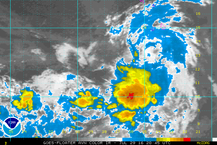 Invest 96L slogs across the far eastern Atlantic, not terribly well organized. (NOAA/NHC)