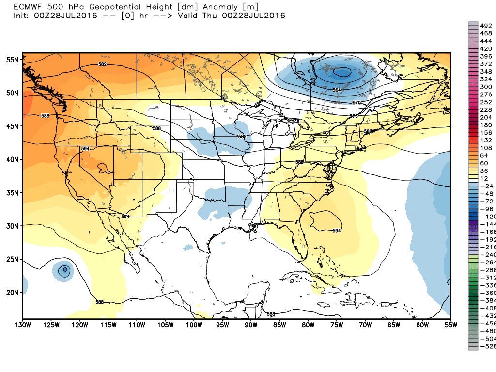 Texas lies between two high pressure systems at the moment. (Weather Bell)