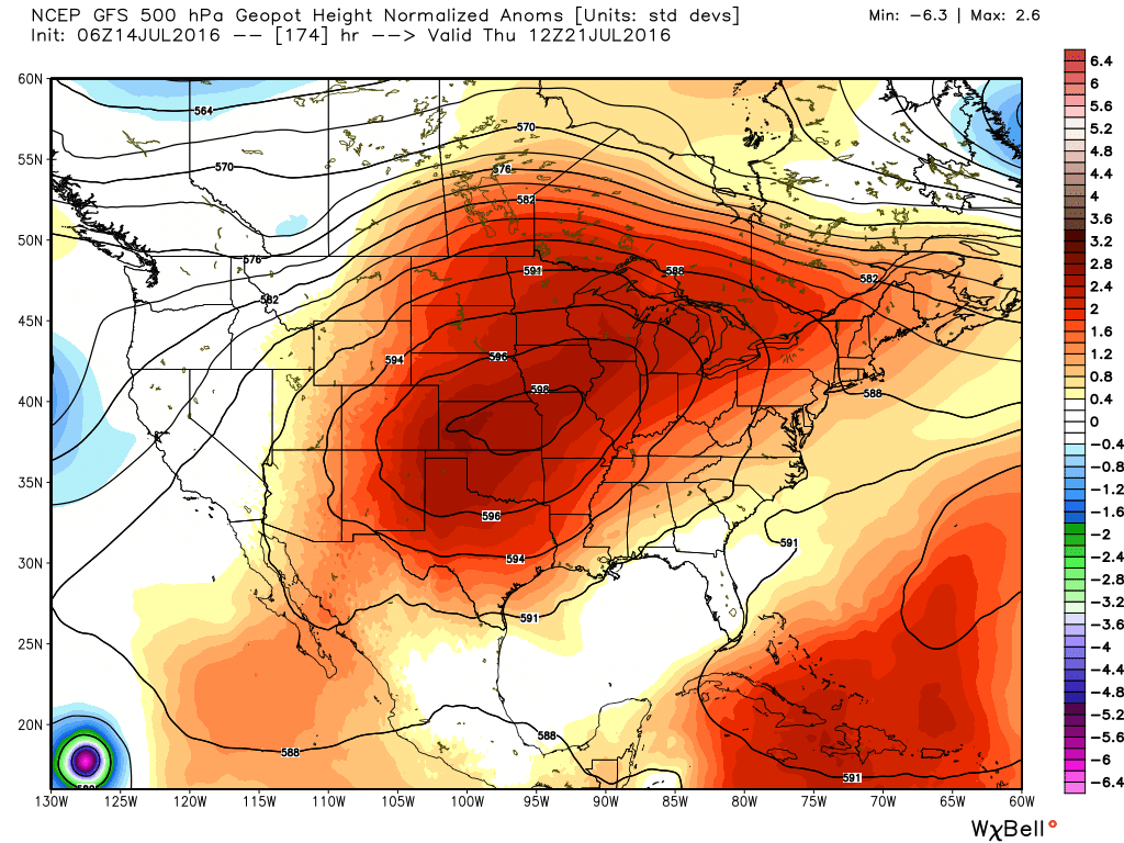 That's a big ridge of high pressure just to the north of Houston next week. (Weather Bell)