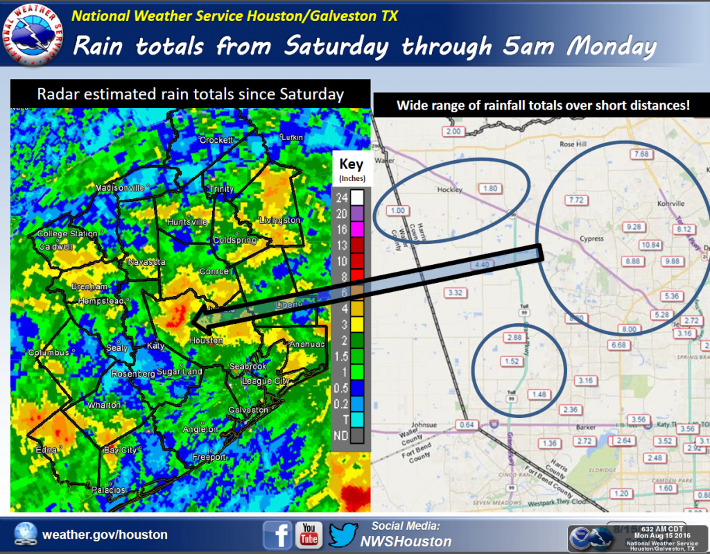 Rainfall totals this weekend, through 5am CT Sunday. (National Weather Service)
