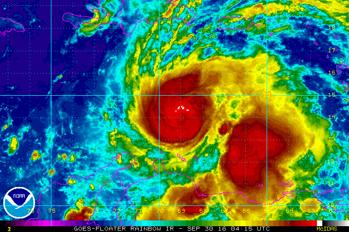 Hurricane Matthew, with 100 mph winds, chugs along in the Caribbean. (NOAA/NHC)
