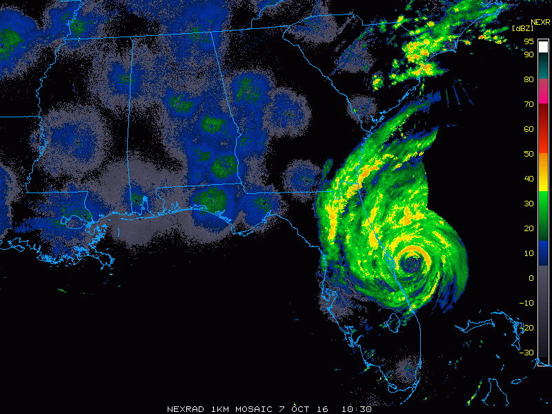 Radar loop of Hurricane Matthew on Friday morning. (College of DuPage)