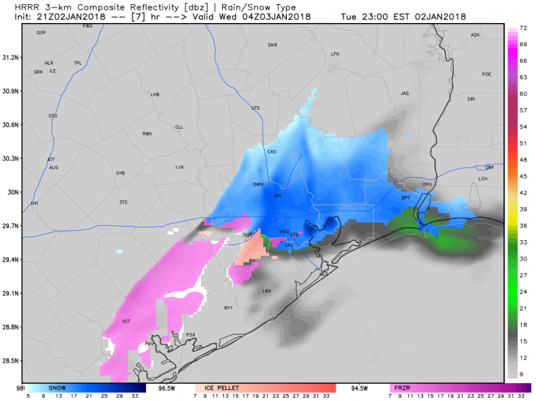 Brief burst of snow or sleet this evening for Houston Space City Weather
