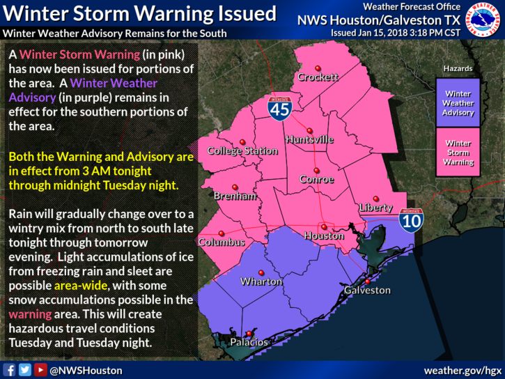 Winter Storm Warning issued for most of Houston Space City Weather