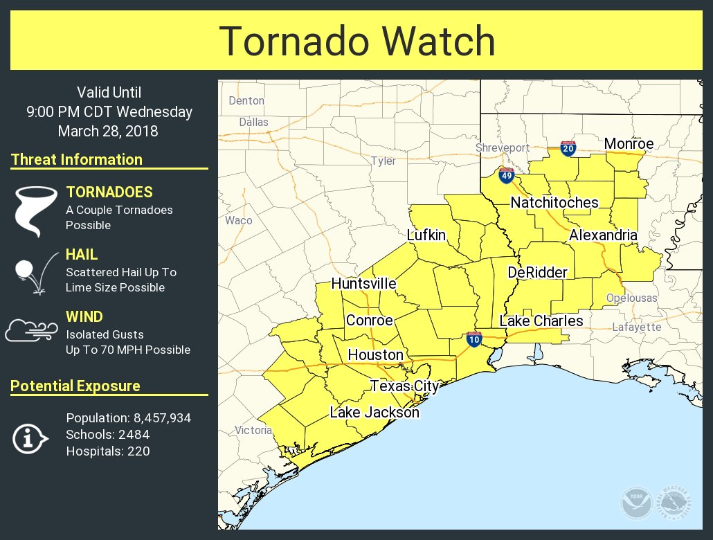 Tornado Watch for Houston through 9 PM Wednesday Space City Weather