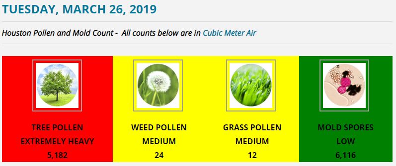 With pollen high, and a dry March, we could use some rain Space City