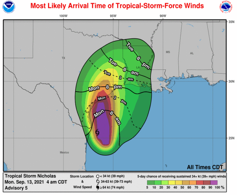 Tropical Storm Nicholas is nearing the Texas coast, heavy rains coming ...