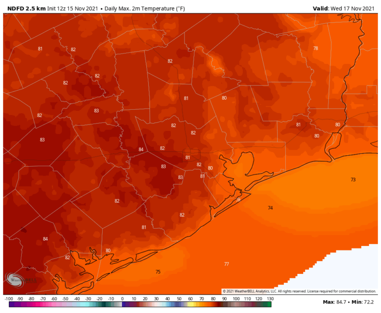 Here is our “early look” forecast at Thanksgiving in Houston Space