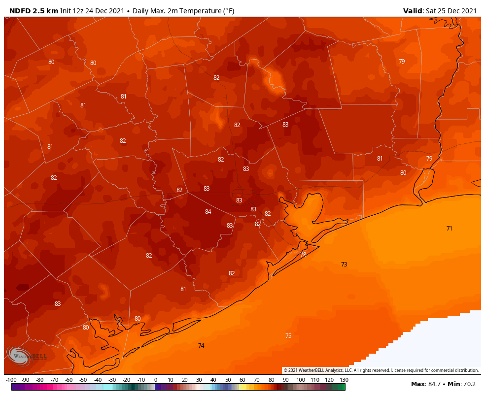 Christmas Eve in Houston likely begins one of our warmest winter