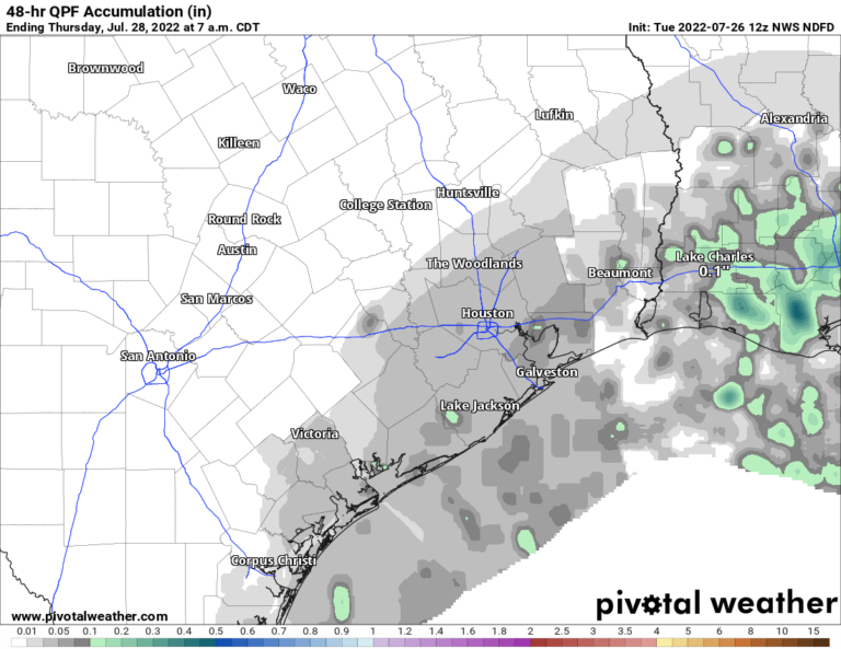 Parts of Pearland and Friendswood were Monday’s rainfall lottery