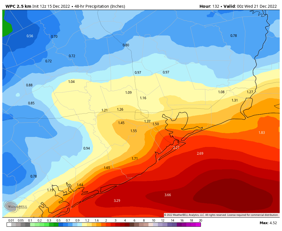 No High Humidity This Year As Mother Nature Celebrates The Holiday   Wpc Houston Precip 48hr Inch 1580800 