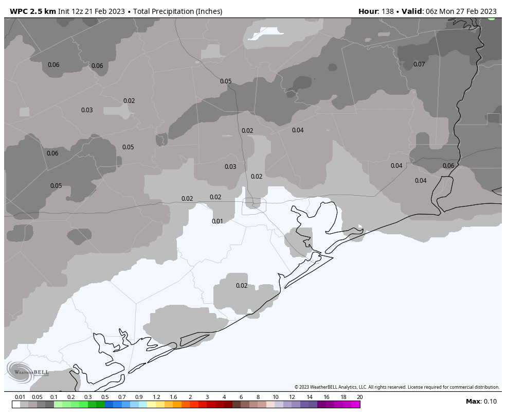 Is It February Or Might Exterior Area Metropolis Climate In2 Wales   Wpc Houston Total Precip Inch 7477600 